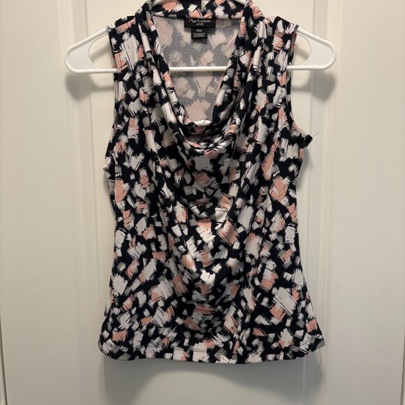 NU Options Tank with Cowl Neck Black/Pink/White Size XS-P EUC - Picture 4 of 6